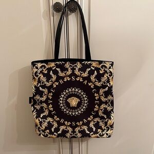 Versace Black and Gold Baroque Medusa Tote